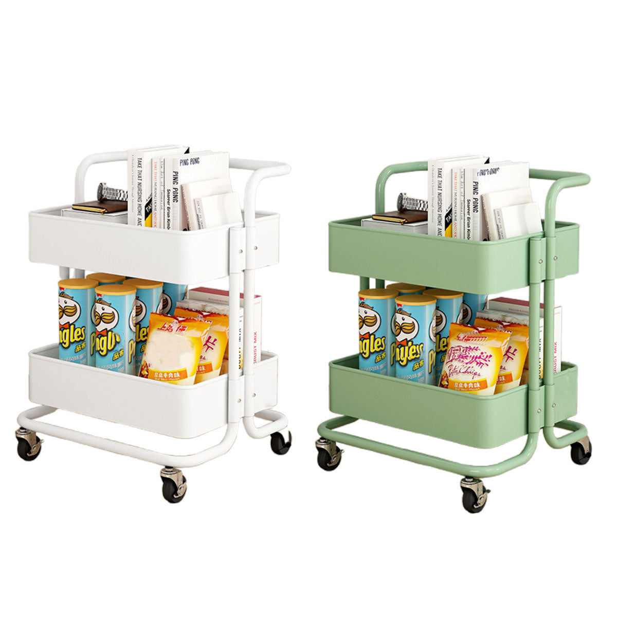 2 Tier Trolley Storage Rack Two Colours Set | StorageOZ