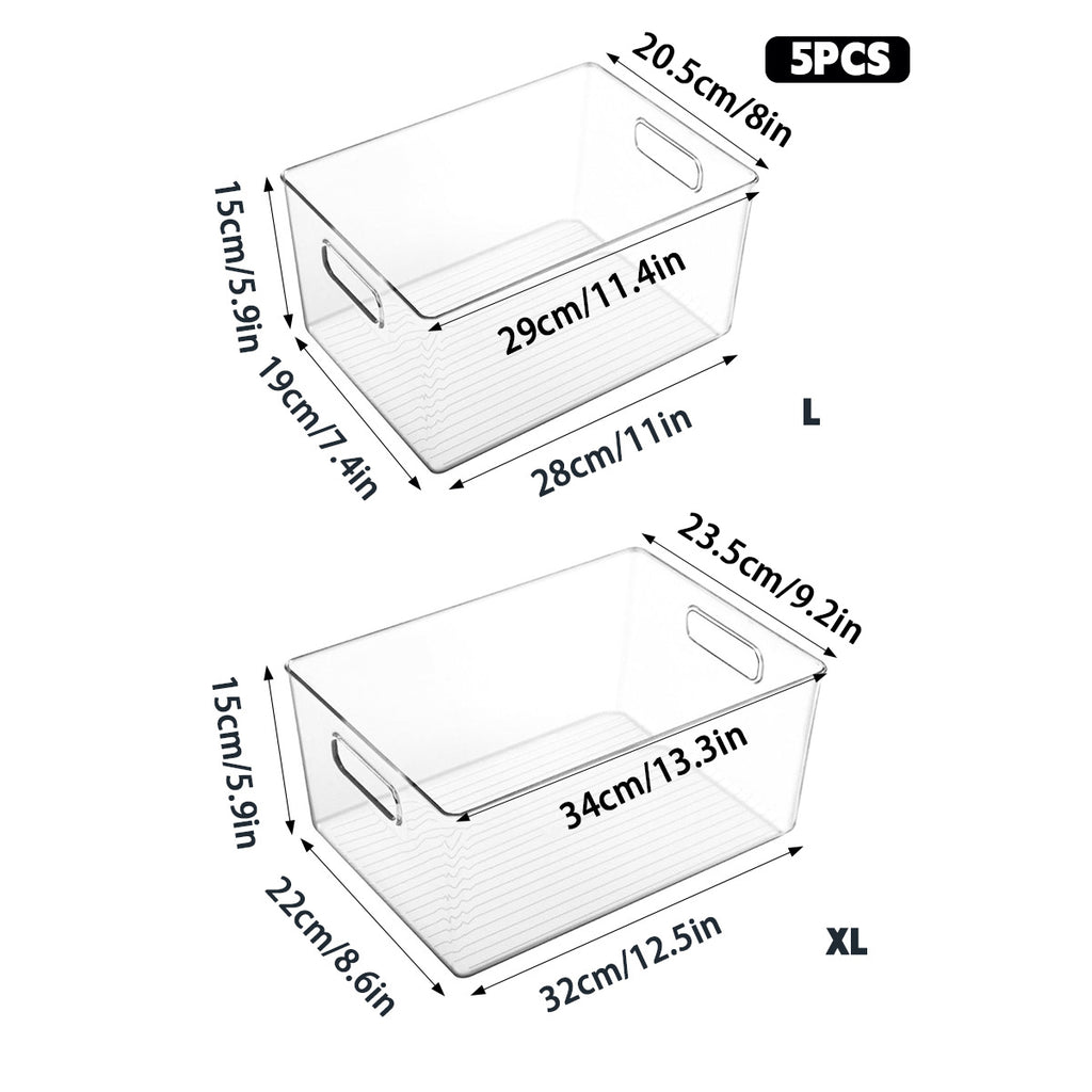 5 Pcs Clear Desk Boxes Two Sizes Organiser | StorageOZ