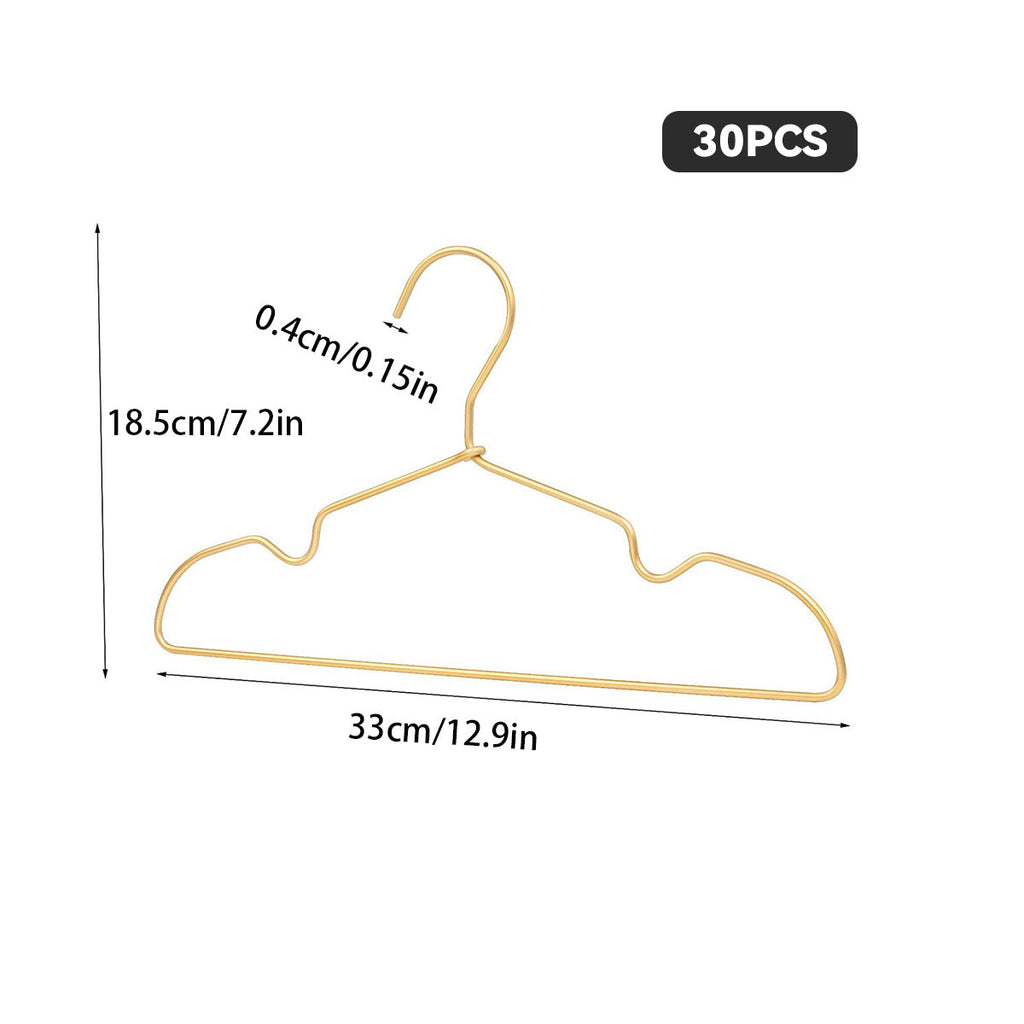 Gold Aluminum Small Clothes Hangers 30 Pack Compact