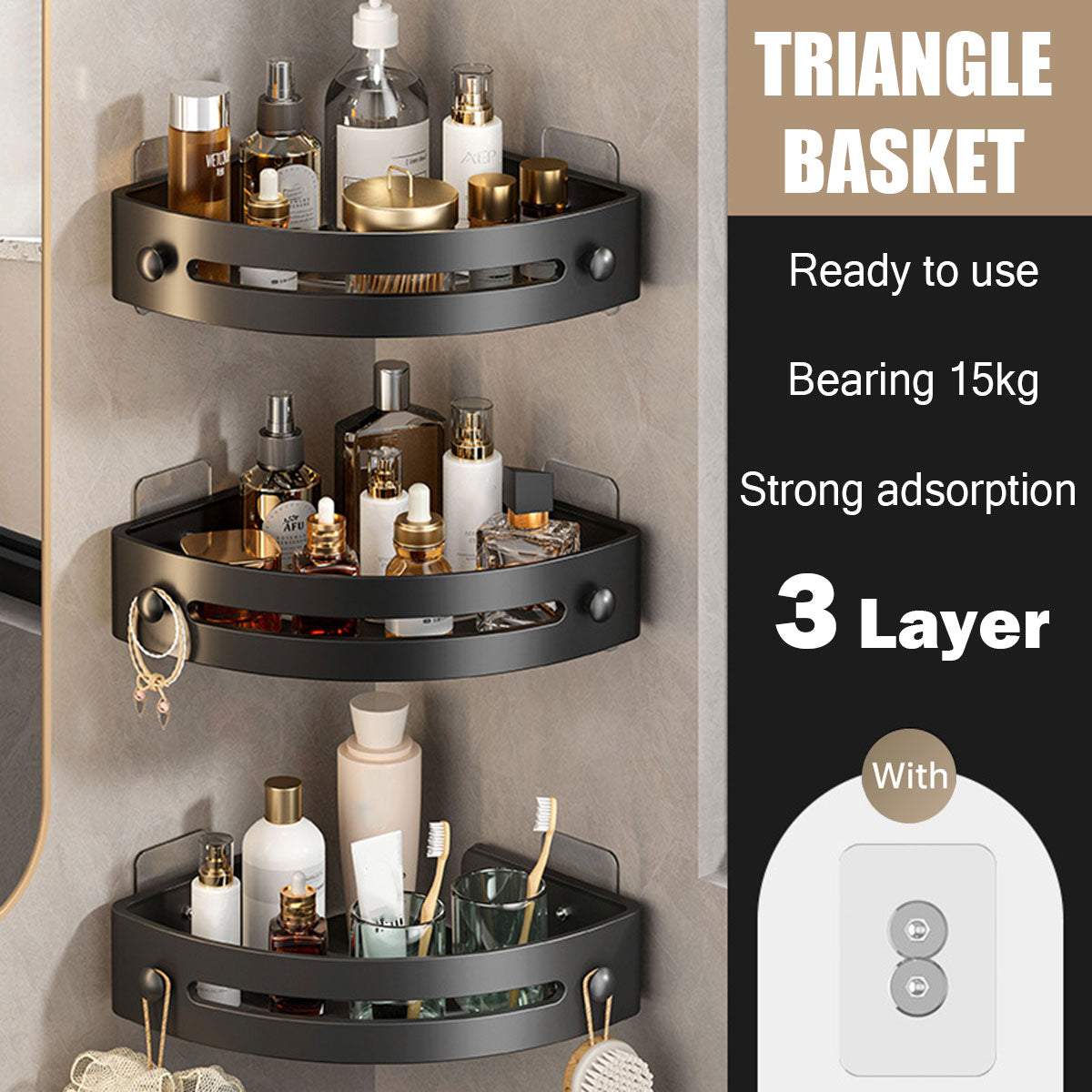 3 Tier Triangle Bathroom Rack Two Colours | StorageOZ