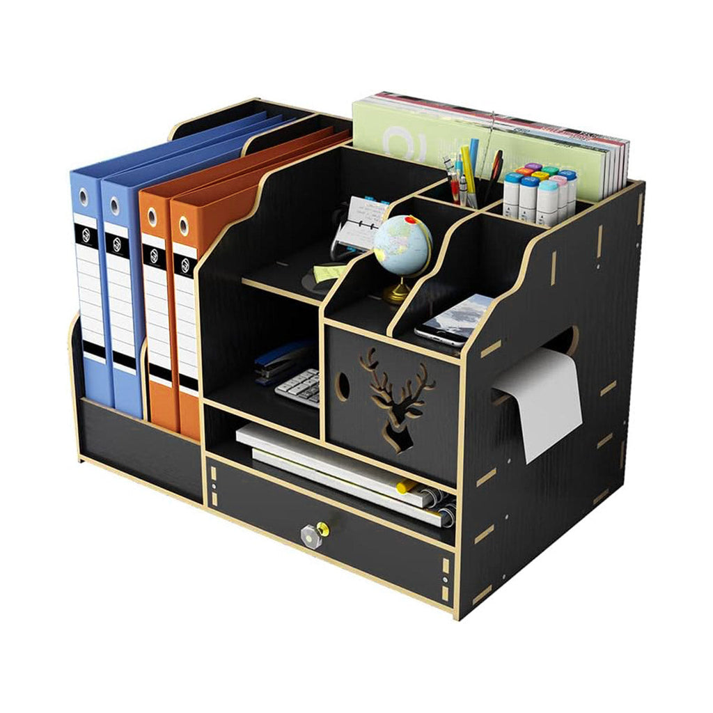 Wooden Desktop File Rack Two Finishes Set | StorageOZ
