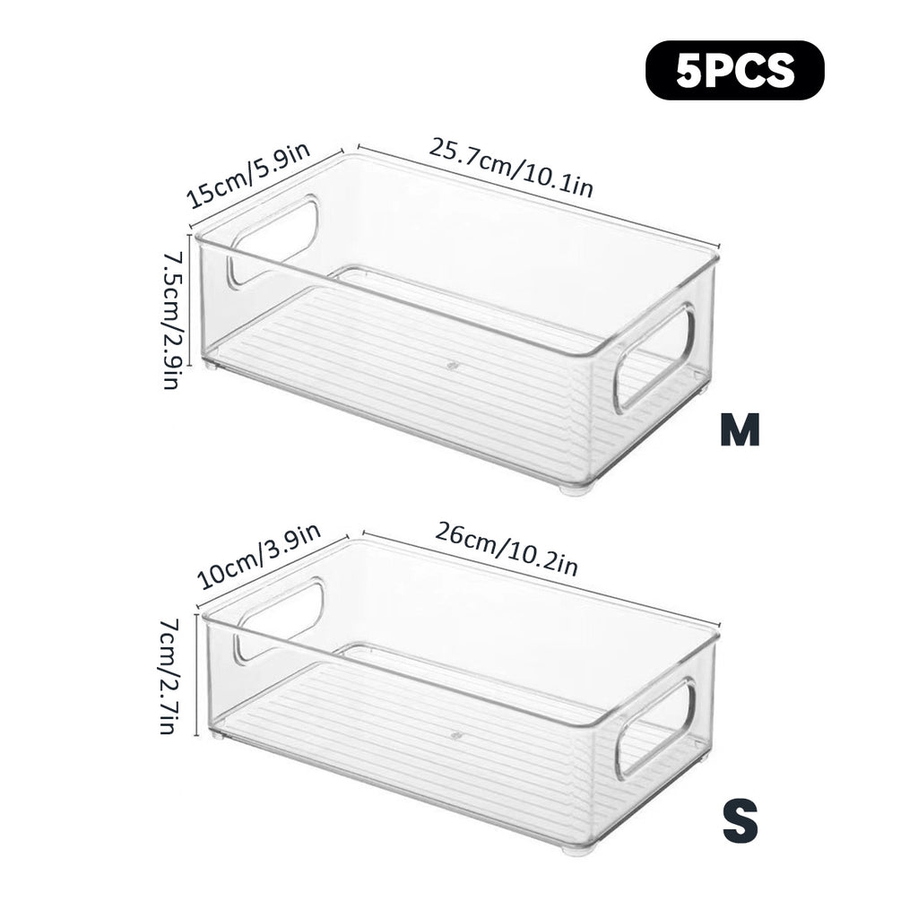 5 Pcs Clear Storage Boxes Two Sizes Rack | StorageOZ
