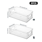 5 Pcs Clear Storage Boxes Two Sizes Rack | StorageOZ