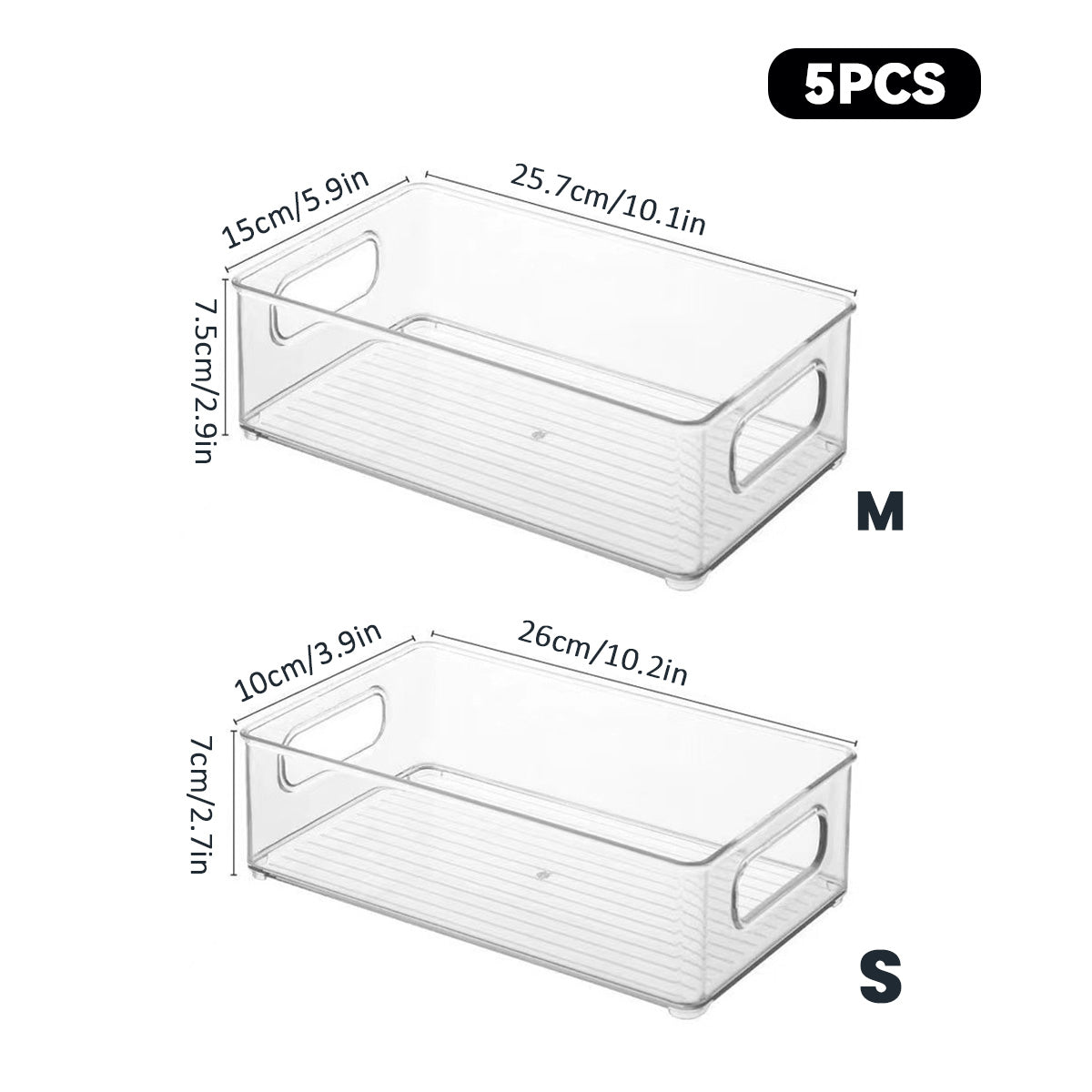 5 Pcs Clear Storage Boxes Two Sizes Rack | StorageOZ