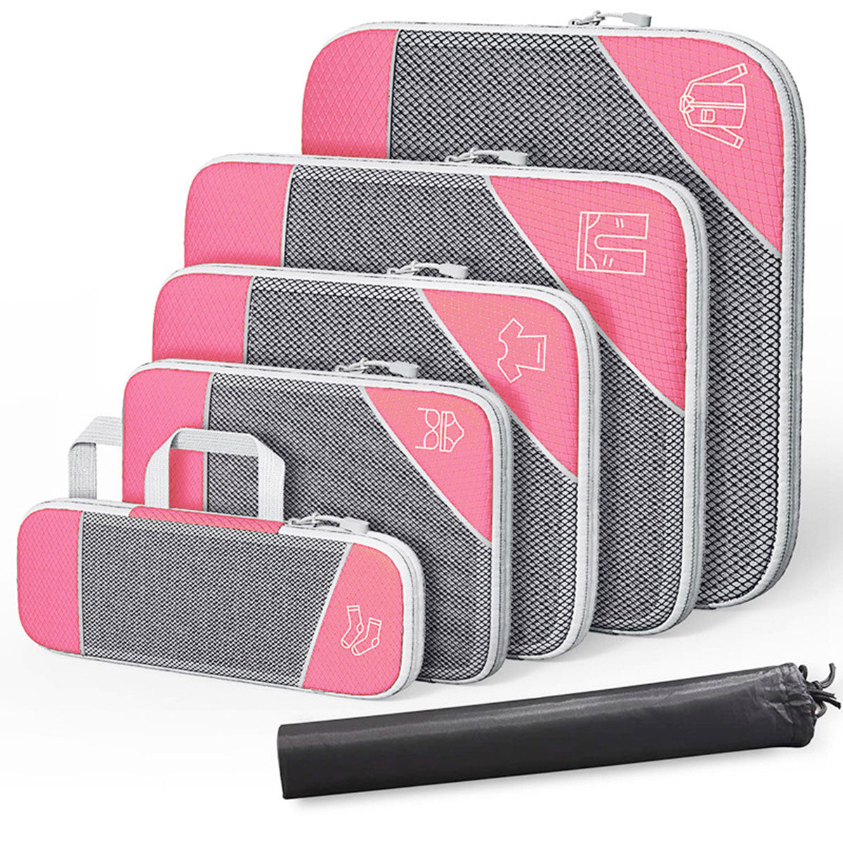 6 Pcs Compression Packing Cubes Three Colours | StorageOZ