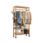 Bamboo Floor Clothes Rack on Wheels 160x80x32cm