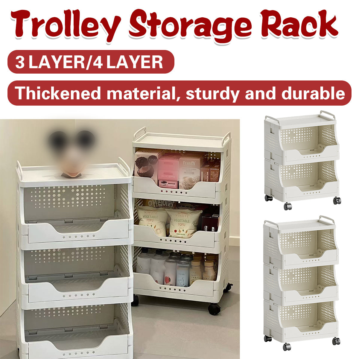 3 Tier Storage Carts Two Colours Organiser | StorageOZ