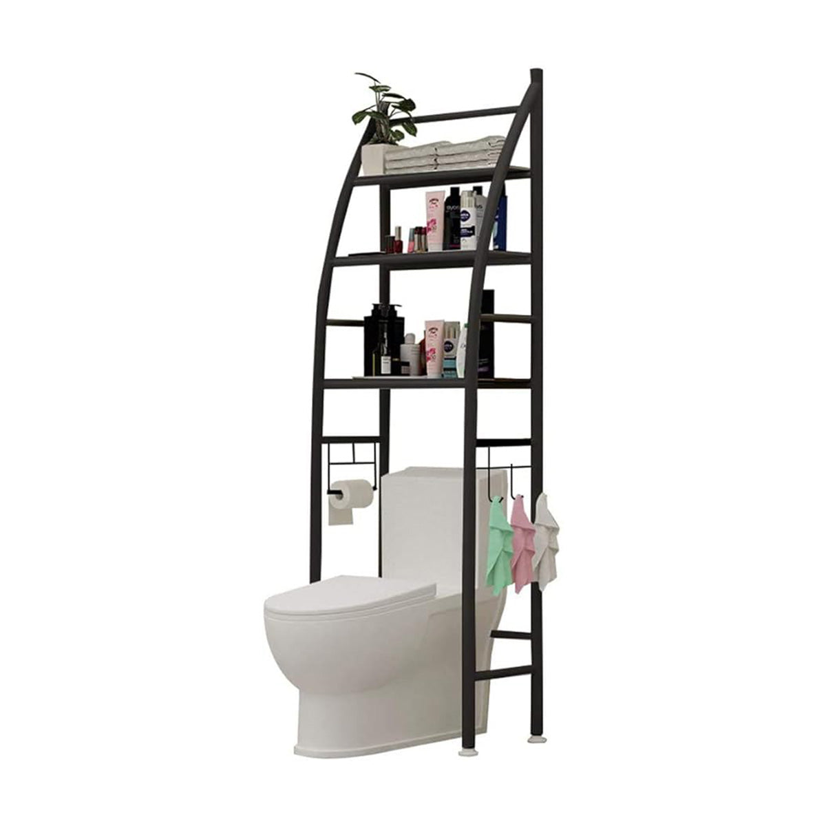 Over Toilet 4 Tier Bathroom Storage Rack White or Black
