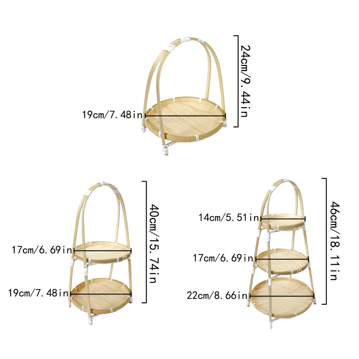 Bamboo Serving Basket in One to Three Tiers | StorageOZ