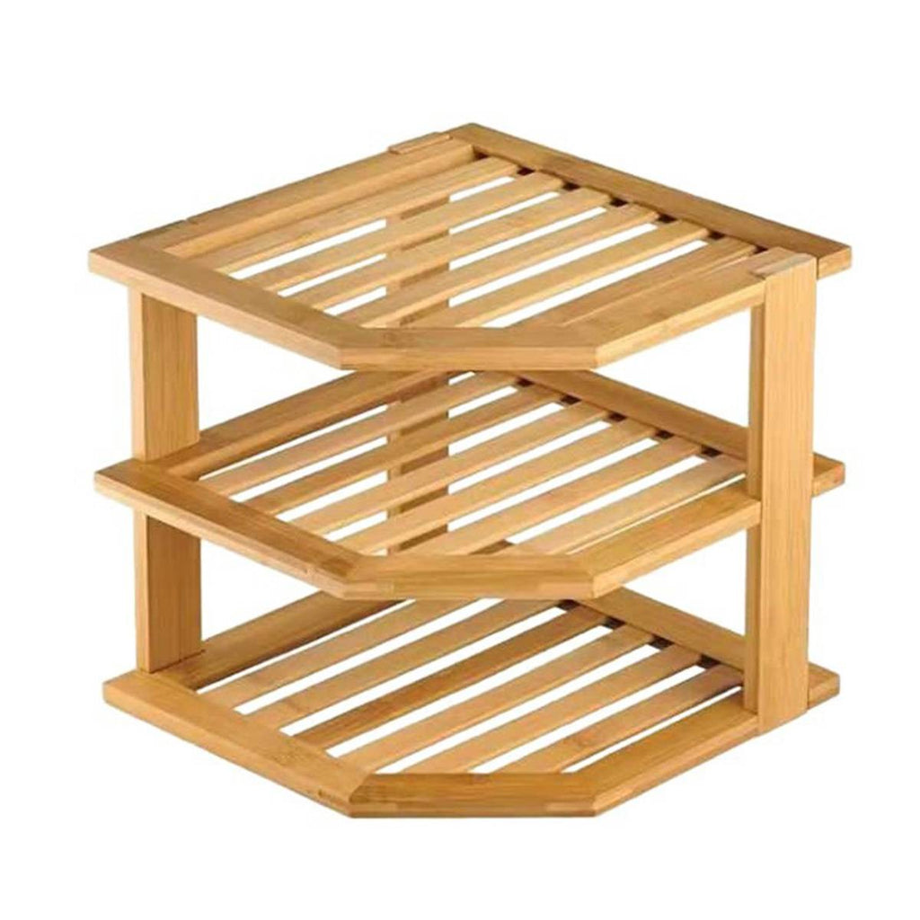Bamboo 3 Tier Corner Kitchen Shelf Organiser | StorageOZ