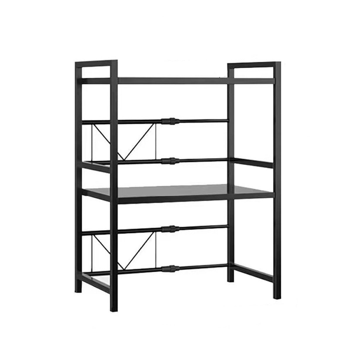 Adjustable Black Metal Kitchen Microwave Storage Shelf
