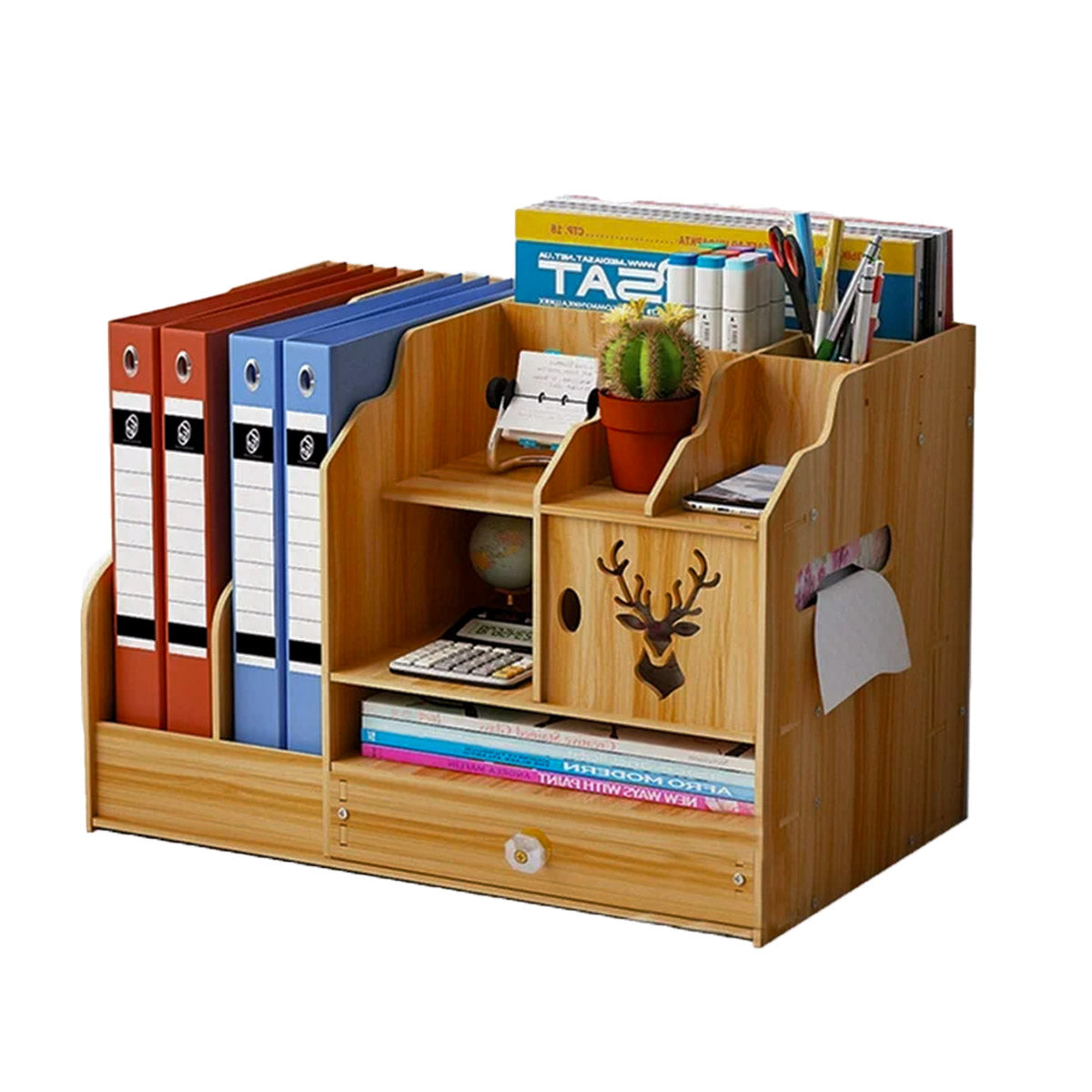 Wooden Desktop File Rack Two Finishes Set | StorageOZ