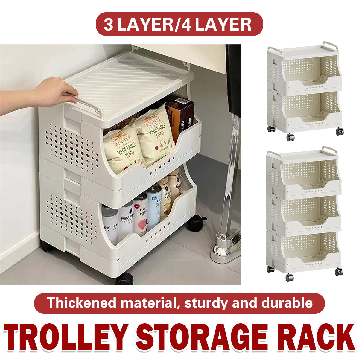 3 Tier Storage Carts Two Colours Organiser | StorageOZ