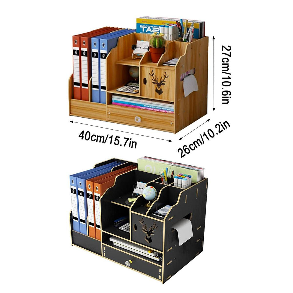 Wooden Desktop File Rack Two Finishes Set | StorageOZ