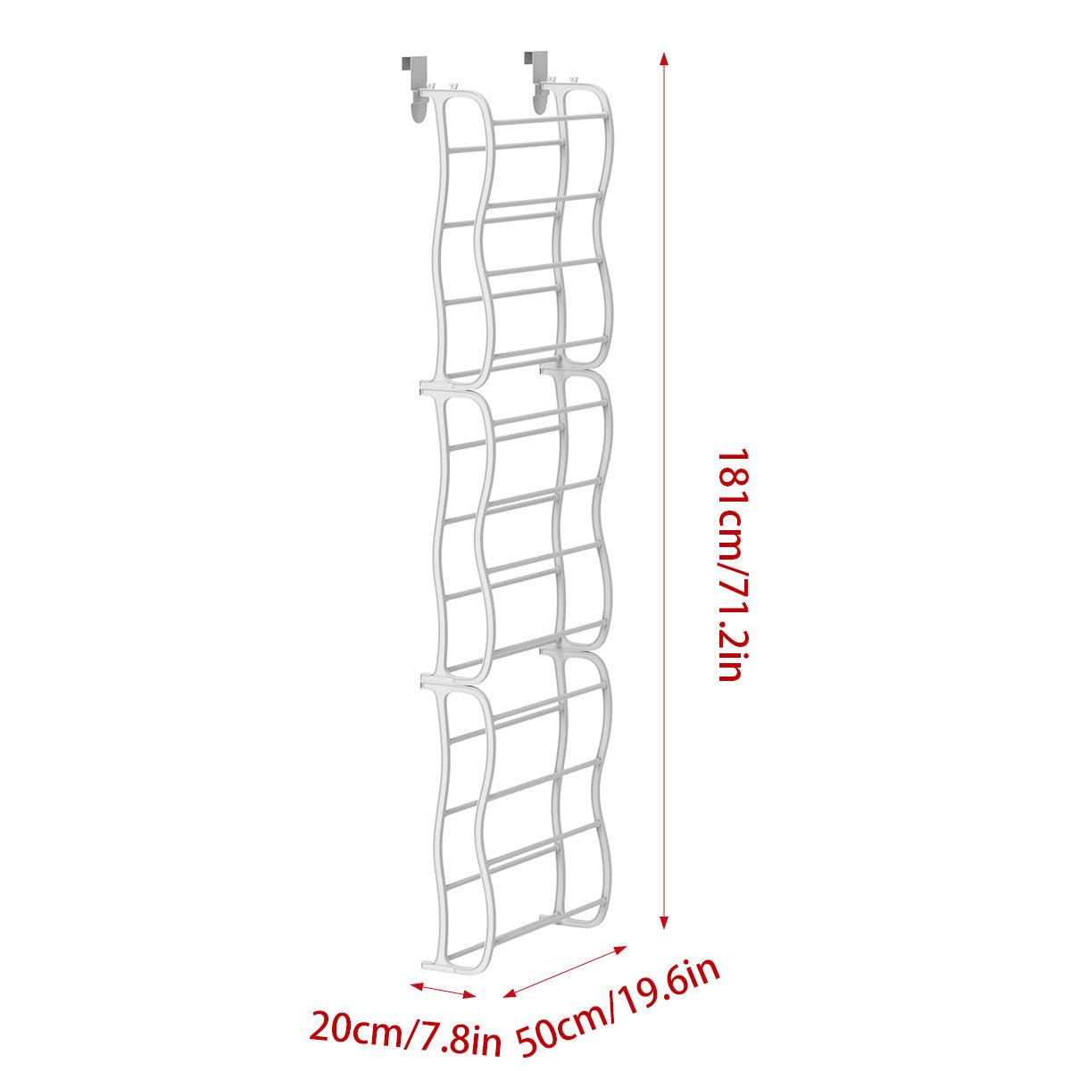 Over Door 12 Tier Shoe Rack White 181cm Tall