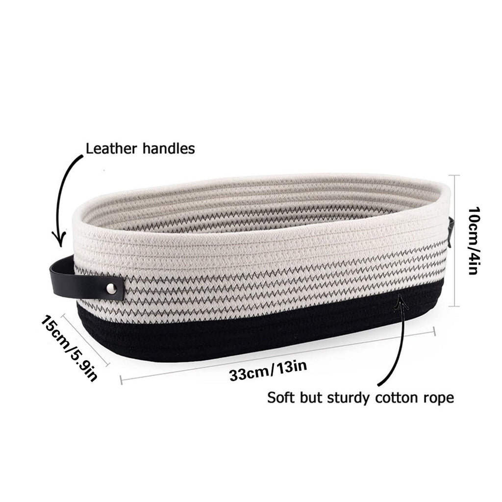 Oval Fabric Basket Leather Handles Two Colours | StorageOZ