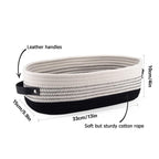 Oval Fabric Basket Leather Handles Two Colours | StorageOZ