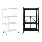 Foldable 4 Tier Kitchen Storage Rack on Wheels