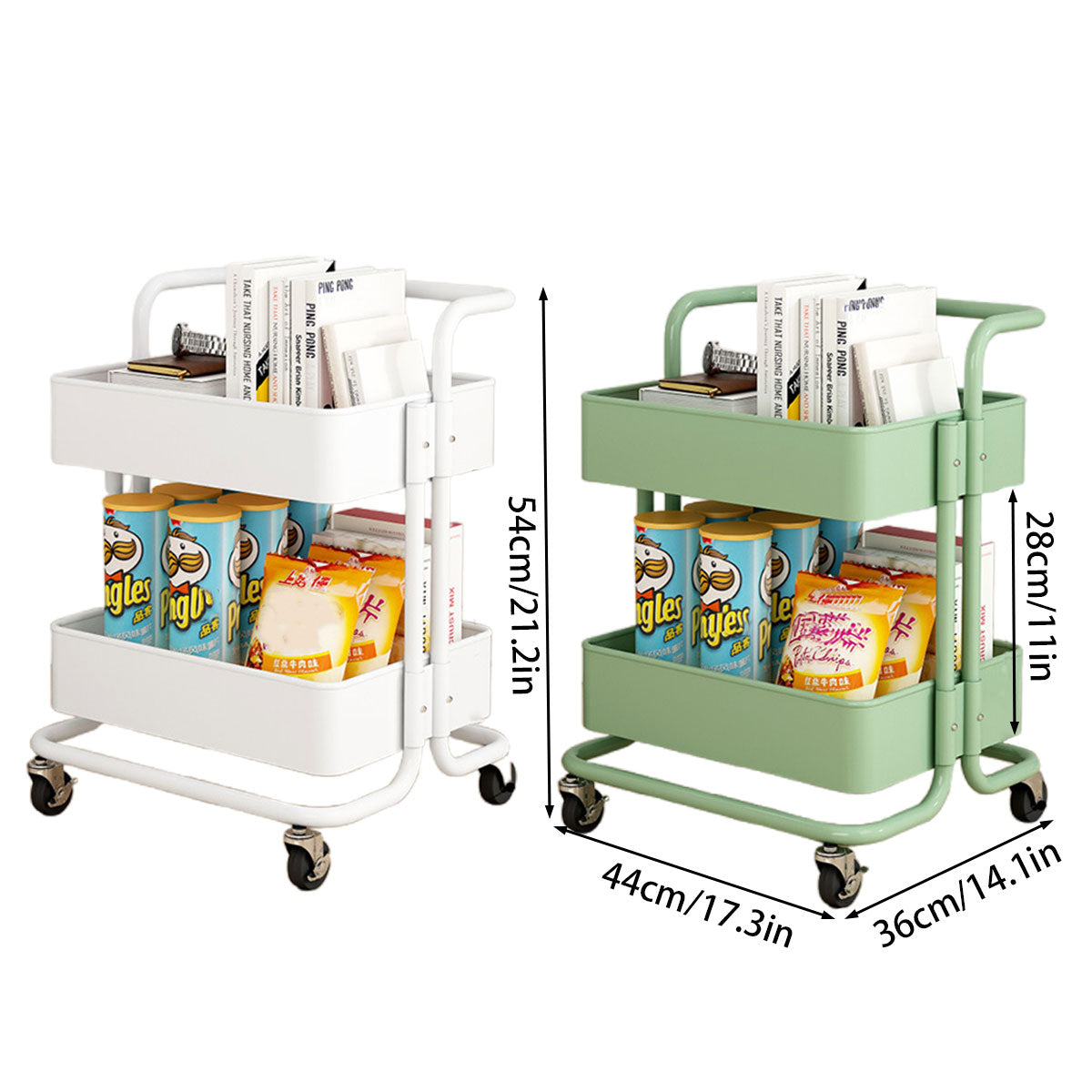 2 Tier Trolley Storage Rack Two Colours Set | StorageOZ