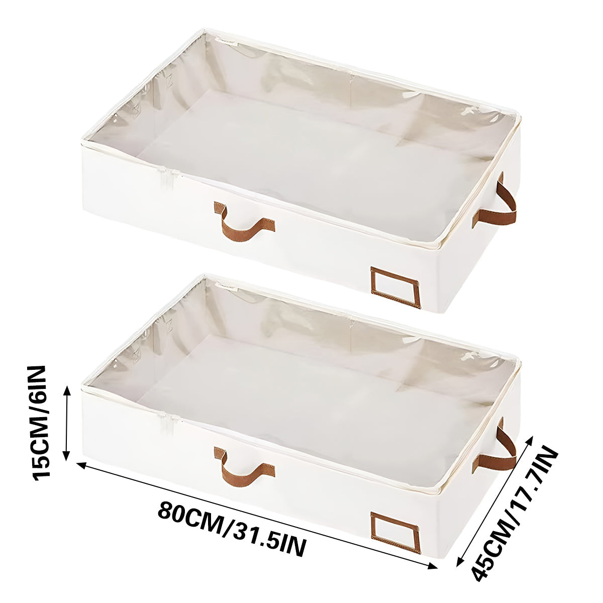 Under Bed Storage Bag 2PCS Foldable Wardrobe Clothes Quilt Organiser 80x45x15cm