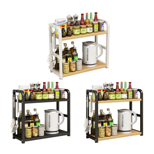 2 Tier Kitchen Storage Rack Floor Standing 50 x 42 x 14cm Spice Seasoning Shelf