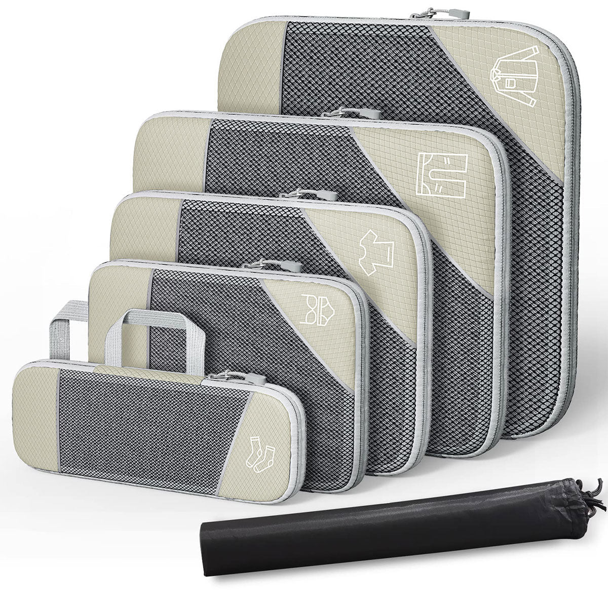 6 Pcs Compression Packing Cubes Three Colours | StorageOZ