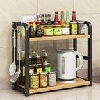 2 Tier Kitchen Storage Rack Floor Standing 50 x 42 x 14cm Spice Seasoning Shelf