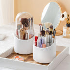 2 Pcs Rotating Makeup Brush Box with Cover | StorageOZ