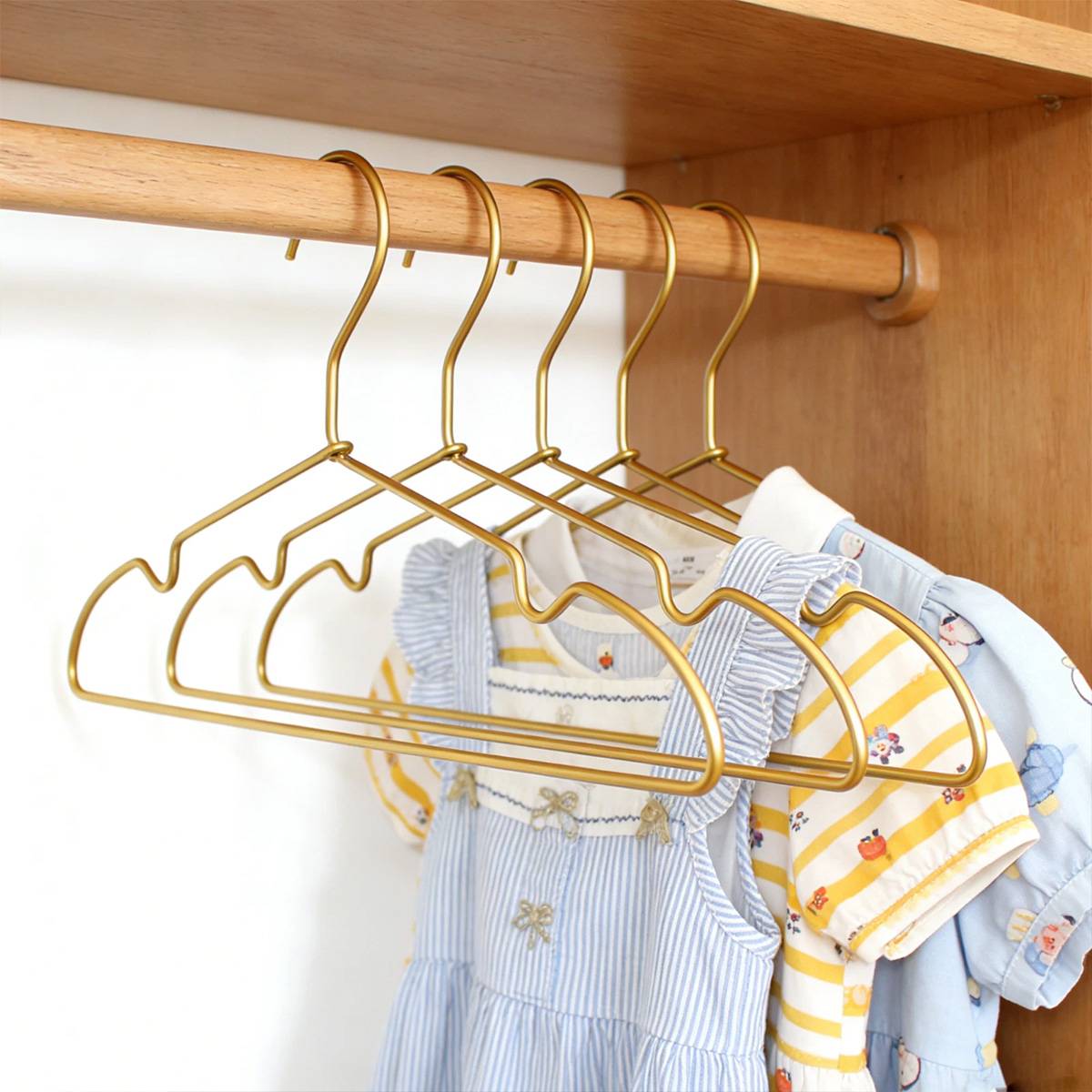 Gold Aluminum Small Clothes Hangers 30 Pack Compact