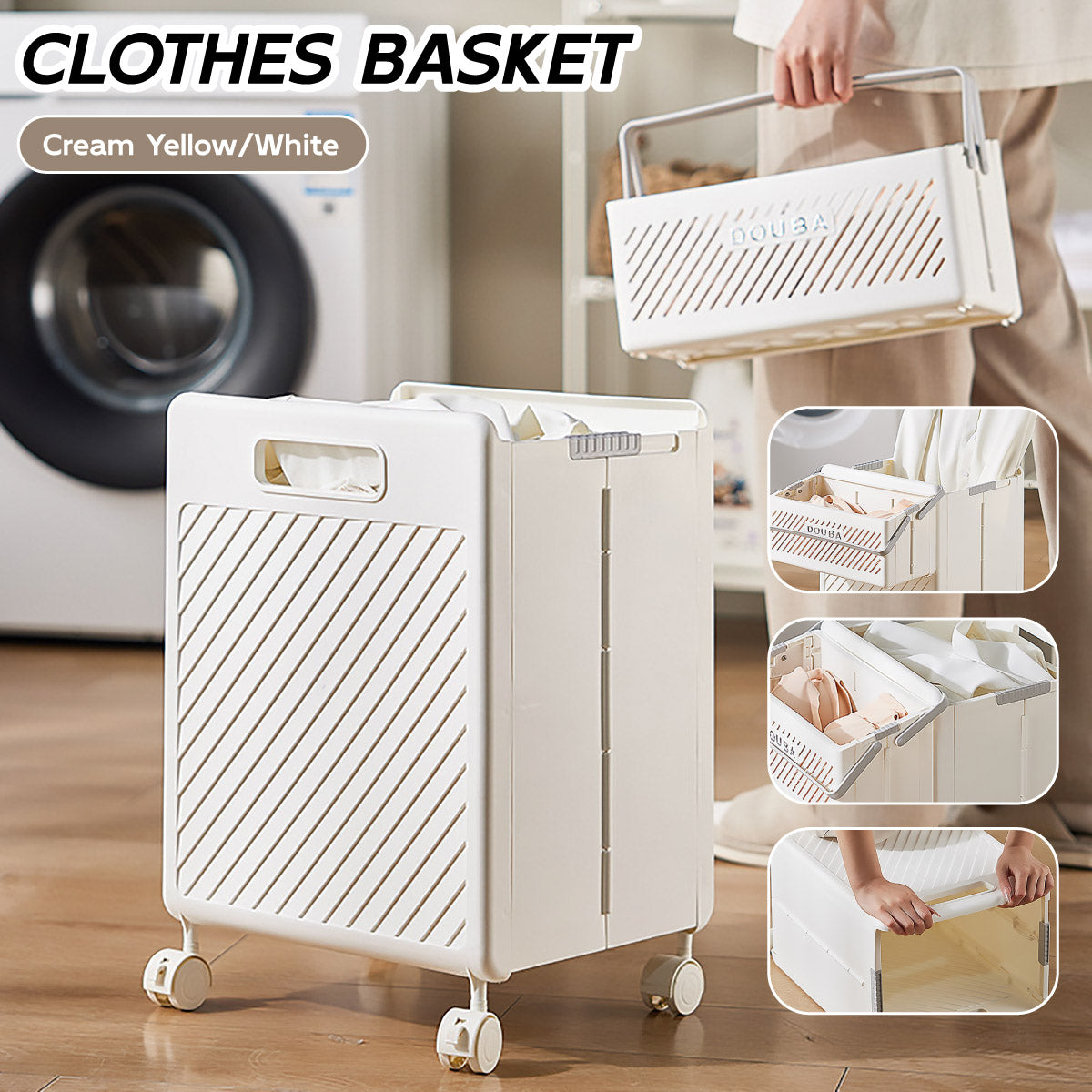 Wheeled Foldable Laundry Hamper Cart Organiser | StorageOZ