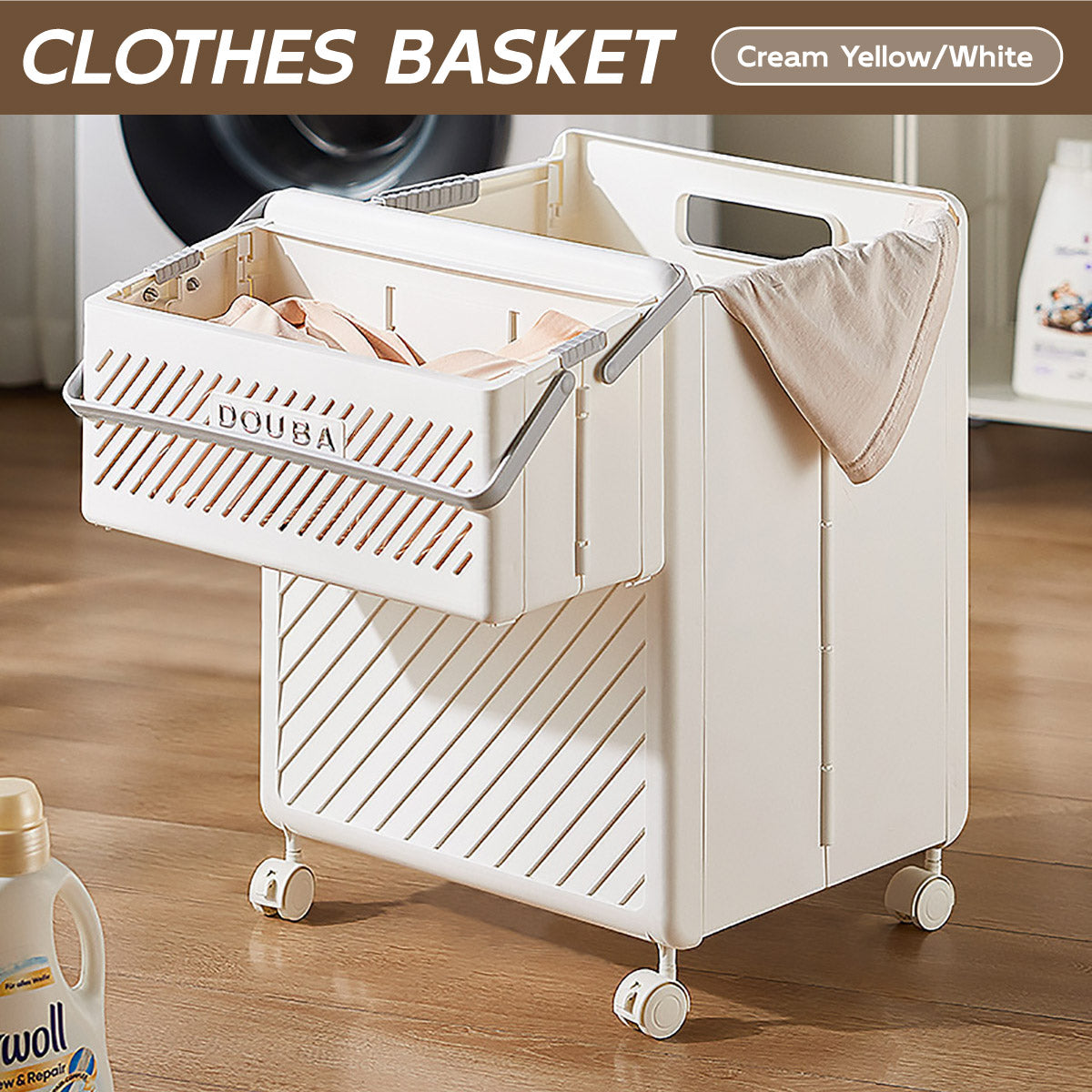 Wheeled Foldable Laundry Hamper Cart Organiser | StorageOZ