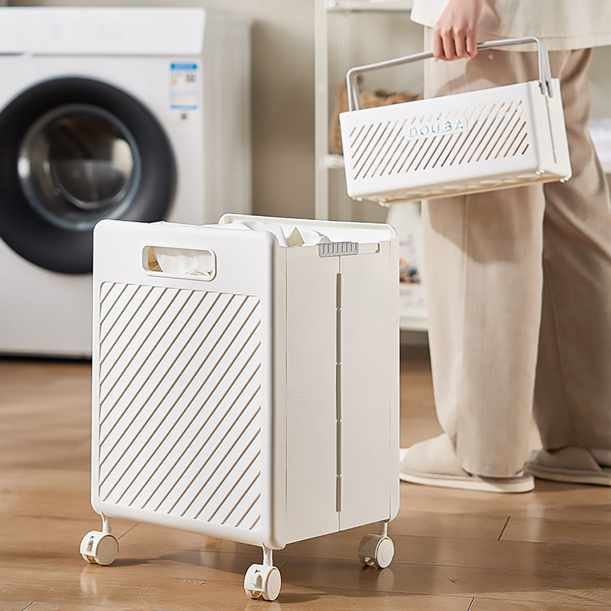 Wheeled Foldable Laundry Hamper Cart Organiser | StorageOZ