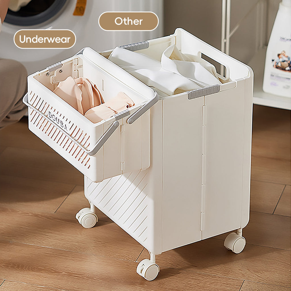 Wheeled Foldable Laundry Hamper Cart Organiser | StorageOZ