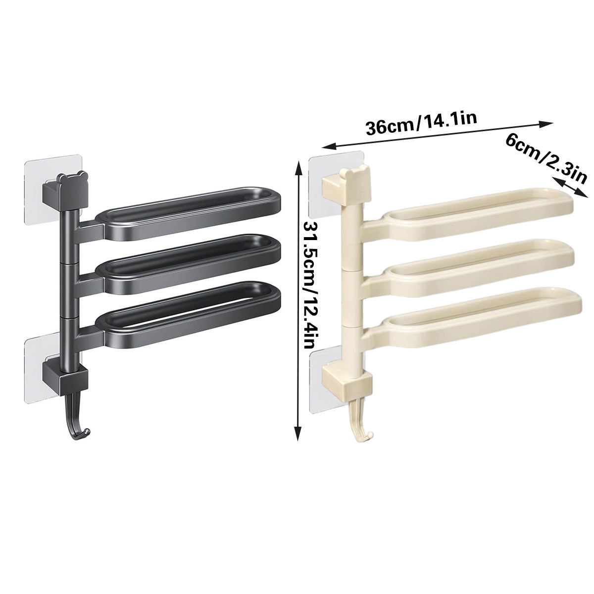 3 Arm Rotating Towel Rack Two Colours Set | StorageOZ