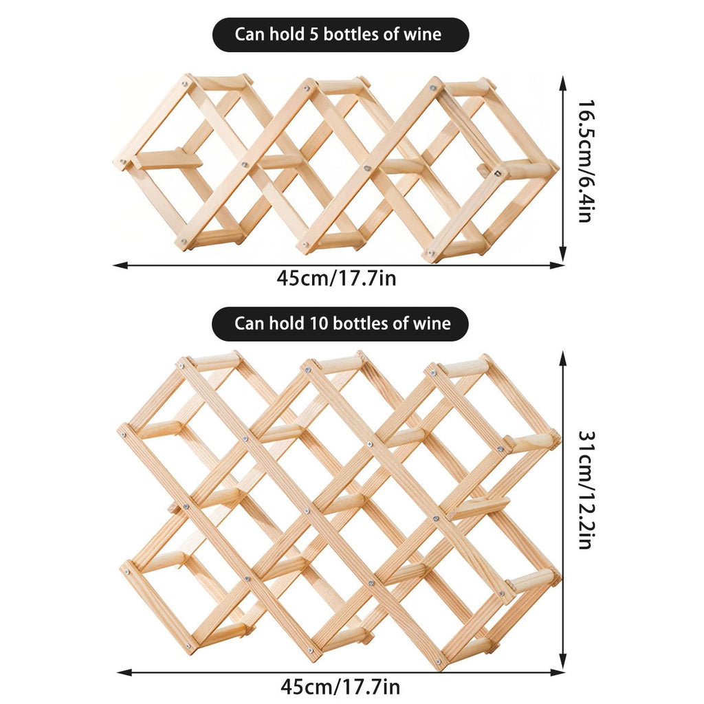 Foldable Pine Wine Rack 5 or 10 Bottles Set | StorageOZ