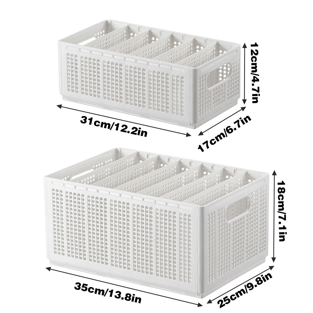 White Plastic Wardrobe Baskets Two Sizes | StorageOZ