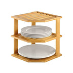 Bamboo 3 Tier Corner Kitchen Shelf Organiser | StorageOZ