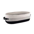 Oval Fabric Basket Leather Handles Two Colours | StorageOZ