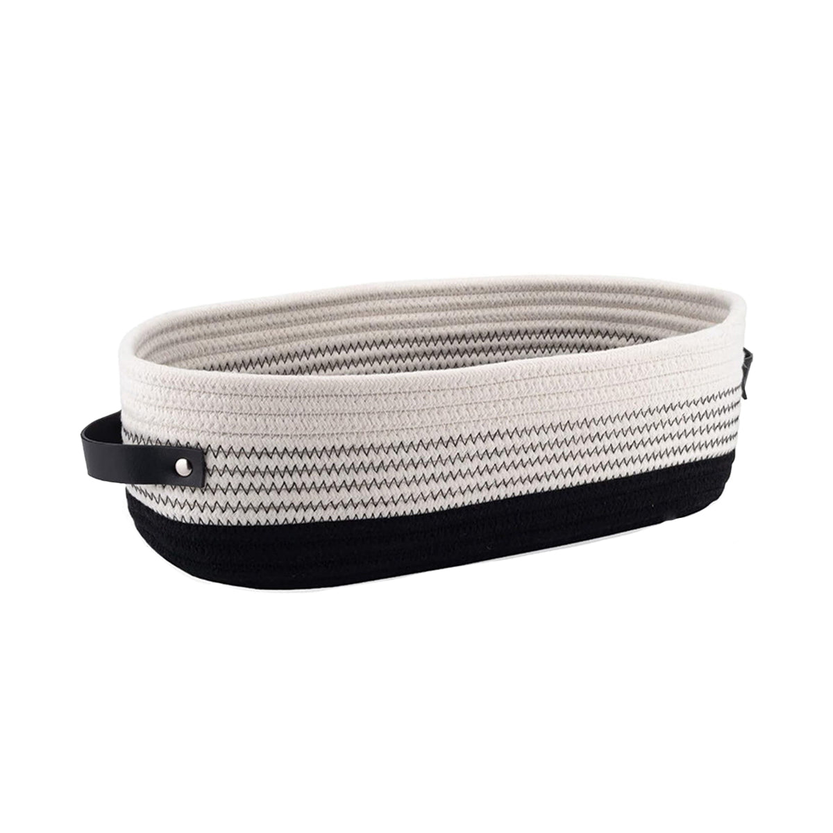 Oval Fabric Basket Leather Handles Two Colours | StorageOZ