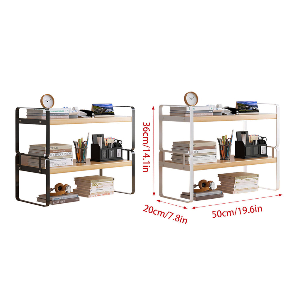 Desktop 2 Tier Storage Shelf Black or White 50cm