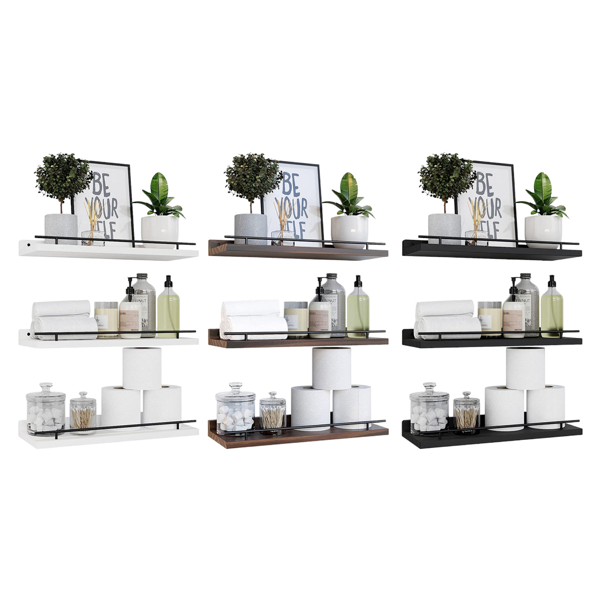 3 Pcs Wooden Wall Shelves Three Colours Set | StorageOZ