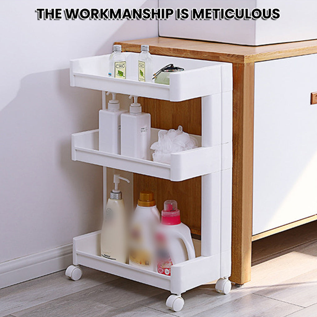 3 Tier Rolling Bathroom Cart Two Widths Set | StorageOZ