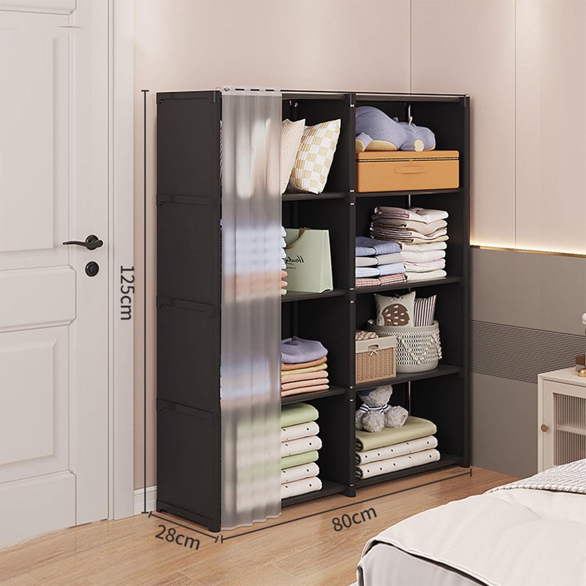 Curtained Modular Storage Shelf Four Layouts | StorageOZ