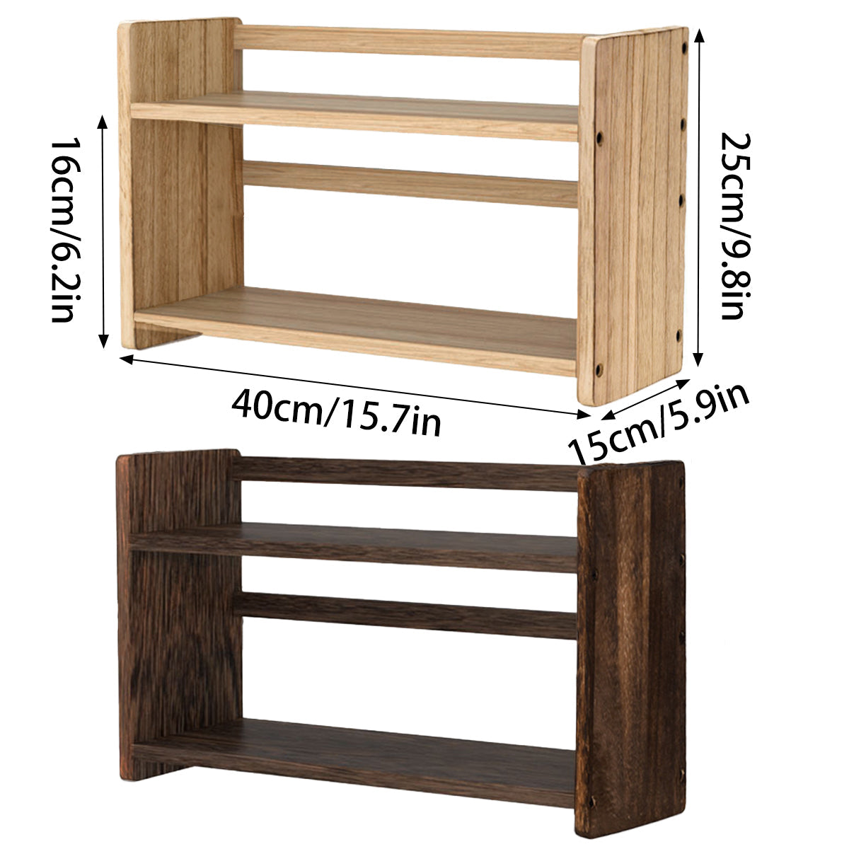 Solid Wood Book Stand Two Brown Tones Set | StorageOZ