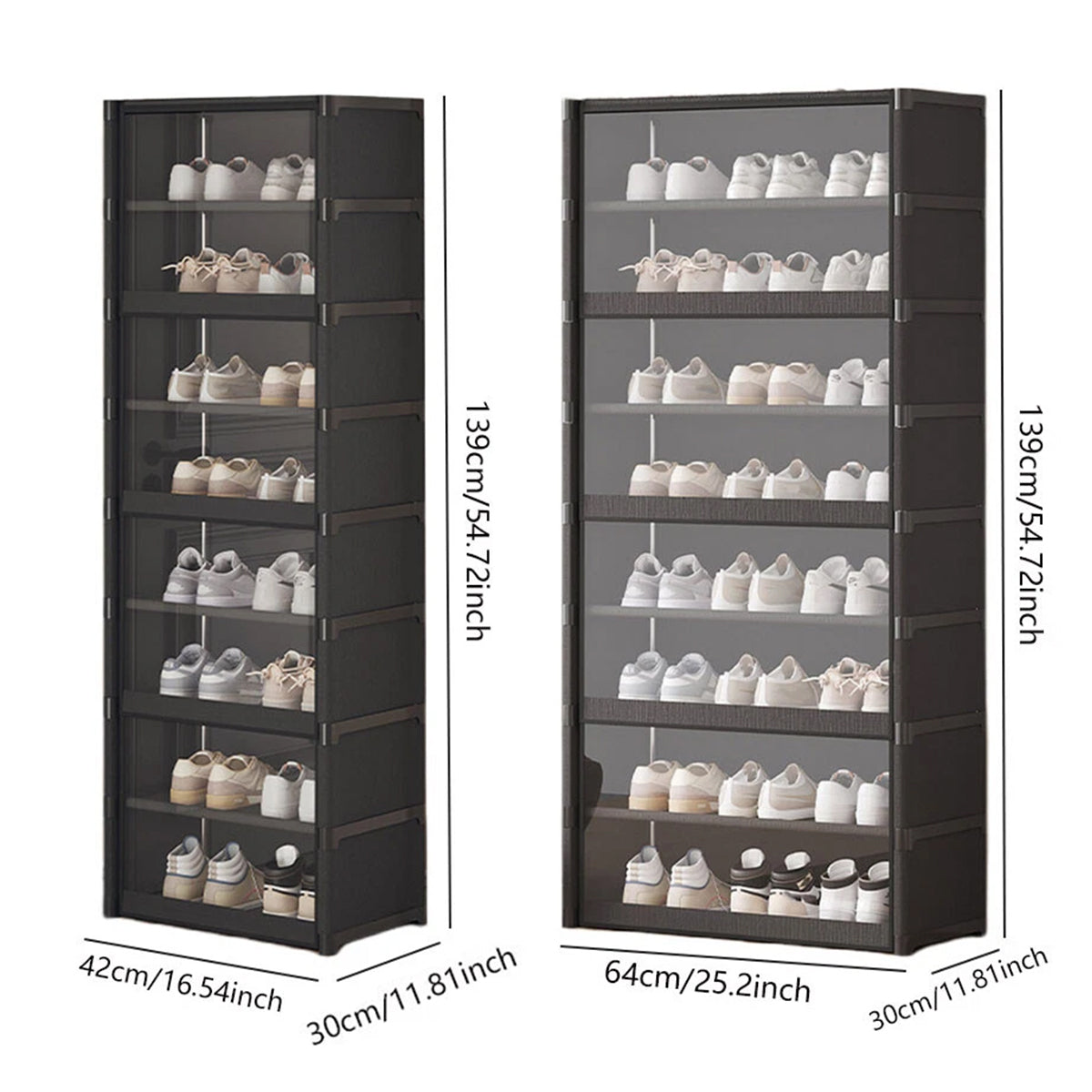 8 Tier Shoe Cabinet Two Depths Organiser | StorageOZ