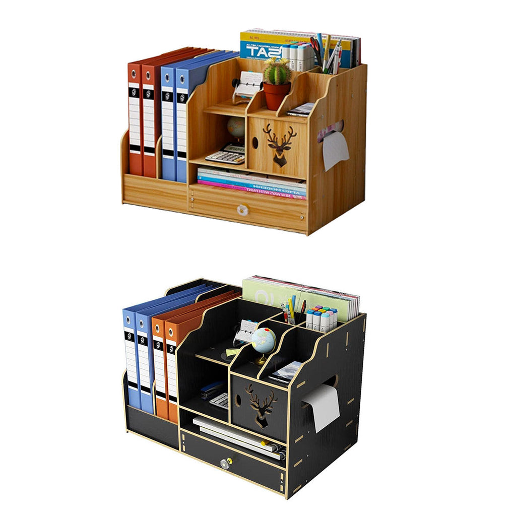 Wooden Desktop File Rack Two Finishes Set | StorageOZ
