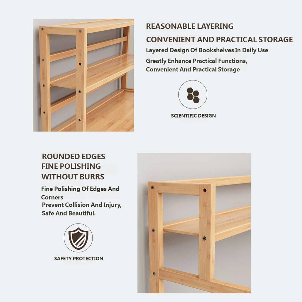 Bamboo Desktop Bookshelf Organiser 60x23x66cm