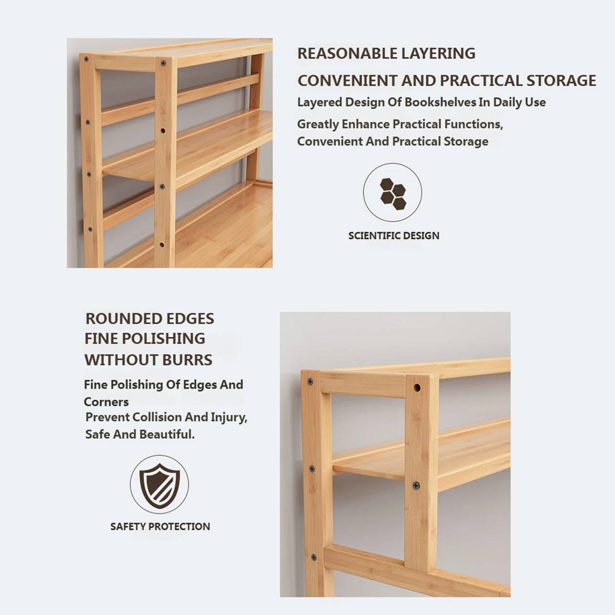 Bamboo Desktop Bookshelf Organiser 60x23x66cm