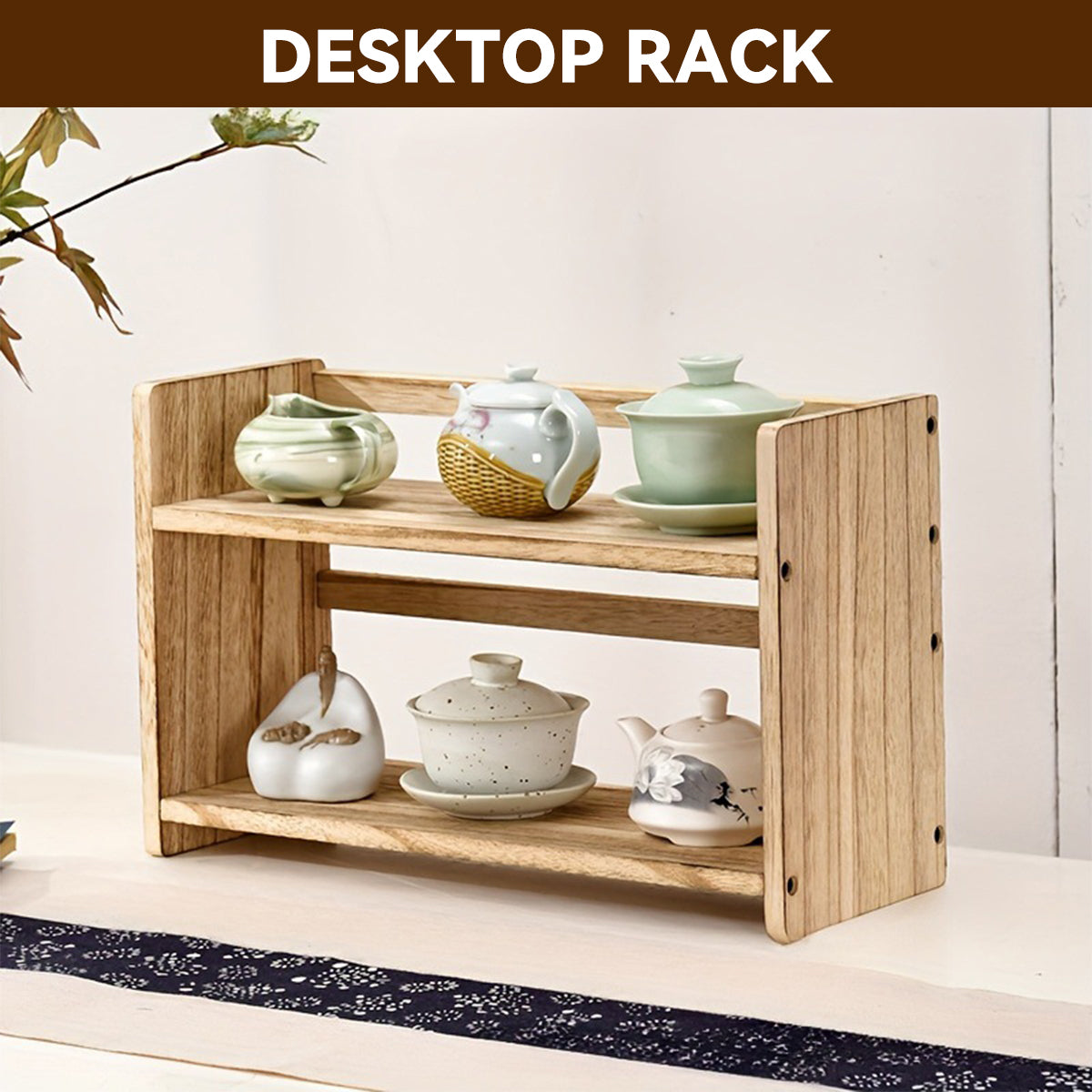Solid Wood Book Stand Two Brown Tones Set | StorageOZ