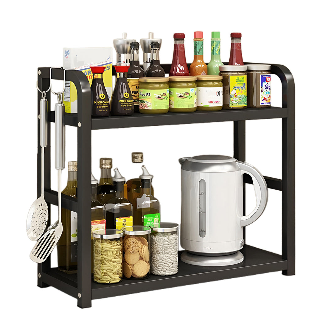 2 Tier Kitchen Storage Rack Floor Standing 50 x 42 x 14cm Spice Seasoning Shelf